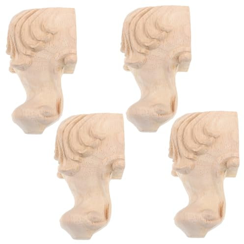 BESTonZON Lot de 4 Pieds de Meubles en Bois Gaufré Décoratifs Vintage pour Canapé Table Armoire Bureau à Domicile