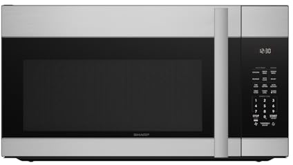 SHARP SMO1754JS Over the Range Microwave Oven with 13.6 Carousel Turntable, 30-inch, 1.7 Cubic Feet, 1,000 Watt, 300CFM Fan, Sensor Cooking, Edge to Edge Black Glass with Stainless