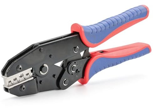 HKS Pinza crimpatrice per connettori solari fotovoltaici, crimpatrice a cricchetto, AWG 14-8 (2,5-10 mm²), crimpatrice per terminali a cricchetto, strumento di crimpatura elettrico