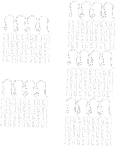 VILLCASE 250 Pcs Transparent Resin Ear Hooks Jewelry Earring Parts Earring Supplies Earring Hooks Resin Plated Earring Hook Simple Earrings Parts DIY Supplies Korean Version Hook up