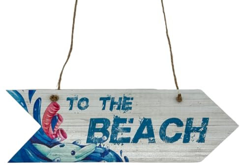 Second Ave To The Beach Arrow - Targa in legno da appendere per casa e vacanze al mare