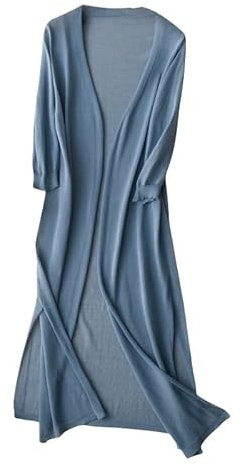 CuLtP Cardigan Bolero da Donna Lungo Estivo Lavorato A Maglia di Seta Ghiacciata Cover Up Cardigan Spolverino Leggero con Fessura Giacche Bolero Casual Aperte sul Davanti Cappotto Poncho Camicetta Du