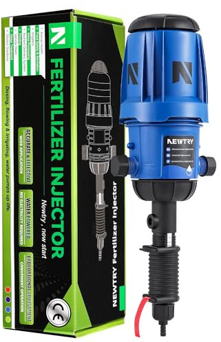 NEWTRY Drip Irrigation Fertiliser Injector, 1~10% Adjustable Proportional Pump, 3/4 NPT Water Powered Dosing Pump for Garden, Irrigation & Hydroponic System, Farm
