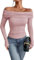 TrendiMax T-Shirt à Manches Longues et épaules dénudées pour Femme Jersey Manches Longues Tunkia Décontracté Couleur Unie, Rose, M
