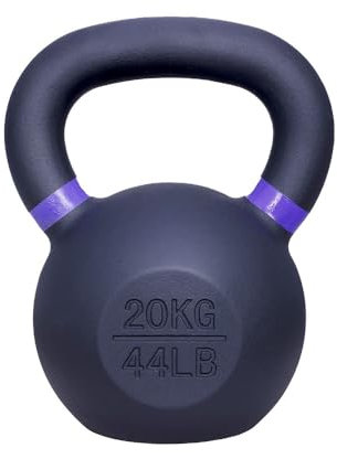 ForzaFit Gusseisen Kettlebell mit Farbmarkierung - Schwarz - Kugelhantel Gewicht aus Gusseisen - Verschiedenen Gewichten (i) 20 kg)