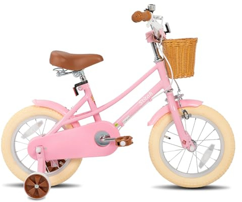 STITCH Fantasy 16-Zoll-Kinderfahrrad für Mädchen von 4 bis 7 Jahren, 16-Zoll-Mädchenfahrrad mit Stützrädern und Korb, Kinderfahrrad, rosa