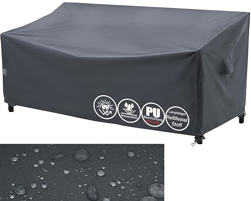 F&J Outdoors Gartensofa Abdeckung Wasserdicht 158x99x66/91cm Patio Abdeckungen für Outdoor-Möbel Gartenbank Abdeckungen 2-3 Sitzer Hohe Dichte Grau Stuhl Abdeckung Rainproof Fabric Sofa Protector