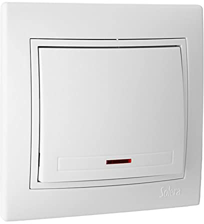 Pulsador de luz luminoso blanco, serie Europa, fácil instalación y uso, ideal para control de iluminación en espacios interiores.