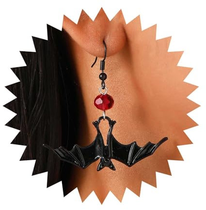 Dervivea Punk Halloween Fledermaus Ohrringe Schwarz Fledermaus Ohrringe Geister Fledermaus Ohrringe Fledermaus Rubin Ohrringe Vampir Fledermaus Ohrringe Schmuck Für Frauen