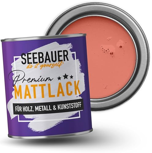 SEEBAUER diy Mattlack Orange 750ml für Innen & Außen (No. 346 Sun Fire) Möbelfarbe ohne Schleifen - Hybrid-Lack für Holz, Metall, Kunststoff - Holzlack, Möbellack hohe Deckkraft