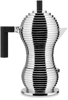 Alessi Pulcina MDL02/6BFM - Caffettiera per Espresso di Design, Manico e Pomolo in PA, in Fusione di Alluminio per Piani a Induzione, 6 tazze, Nero