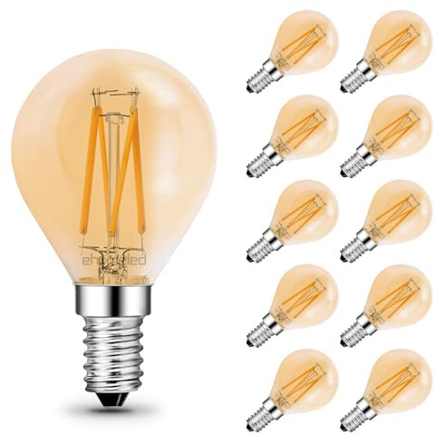 ehomeled E14 LED G45 Mini Glühbirne Extra Warmweiß 2300K, Goldenes Glas & Retro-Filament, 470lm 4W (=40W), Dekorative LED Vintage Lampe für Bar & Restaurant, 10er-Pack