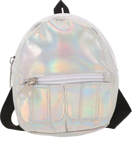 Toyvian Holographic Doll Backpack Iridescent Mini Backpack for Books and Toys Cute Doll Shape Children S for Preschool and Kindergarten