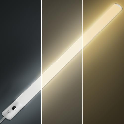 SOAIY 60CM Luz bajo Armario con Sensor de Mano, Lampara de Interior 3 Colores y Brillo Ajustable, Enchufable por 5V USB, Luz LED Adhesiva para Cocina, Armario Estantería