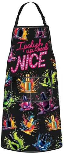 G2TUP Nail Tech Apron Nail Artist Apron Nail Technician Gifts I Polish Up Nice Nail Salon Apron Nail Manicurist Gifts, I Polish Up Nice, 49cm(19.3inch) x 68cm(26.8inch)