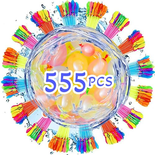 Amebleak 555 bombas de agua con cierre automático, rellenables rápidamente, globos de agua, coloridos, bombas de agua con conector de grifo, globos de agua para niños (555)