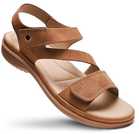 Littleplum Sandales pour Femmes Sandales d'été pour Femmes, Marron, 39 EU