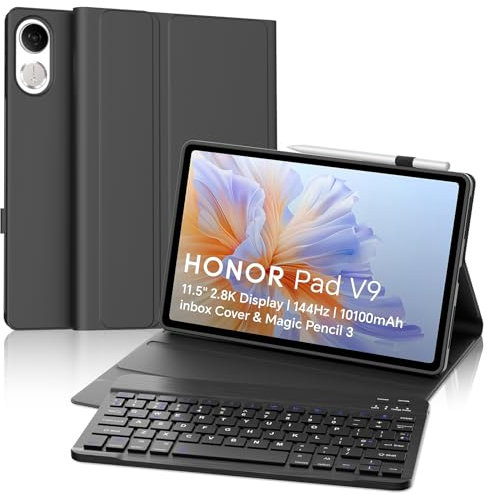 FOGARI Keyboard Case for Honor Pad V9 11.5 inch 2025, Detachable Bluetooth UK Layout Keyboard for HONOR Pad V9 2025 11.5, Black