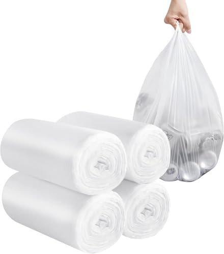 Lot de 4 rouleaux de petits sacs poubelle - 120 sacs poubelle robustes de 12 à 15 litres - Pour la maison, le bureau, la cuisine, la salle de bain et la chambre d'enfant - Blanc