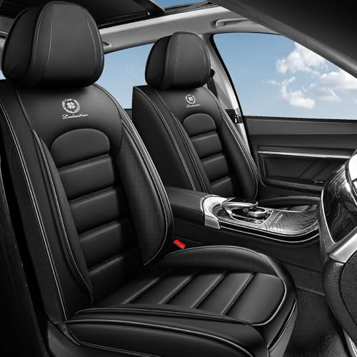 Autositzbezüge Universell Für Skoda Scala 2019-2024 2025, Sitzbezüge Auto PU Leder, Wasserdichtes,Atmungsaktives,Komfort,Geburtstagsgeschenk(Black)
