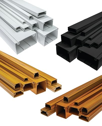 Kabelkanal Installationskanal UV Kabelschutzkanal Kabelrinne Elektroinstallationskanal für Kabel | Verschiedene Größen & Farben (Hellbraun, 17X15 mm / 10 X 1m)