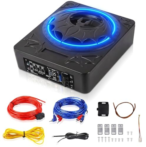 SIXWIN Subwoofer 1200W, 10 Pollici Subwoofer Sottosedile Piatto per Auto con Amplificatore Integrato, Sistema Audio per Auto, Controllo Personalizzato dell’Enfasi dei Bassi, Bassi Profondi