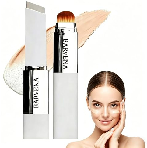 Fond de Teint Stick,2-en-1 Auto-Adaptatif – Couvrant Imperfections, Hydratant et Léger, Avec Pinceau Intégré, Longue Tenue Résistant à l'Eau, Convient à Tous Types de Peau(Natural)