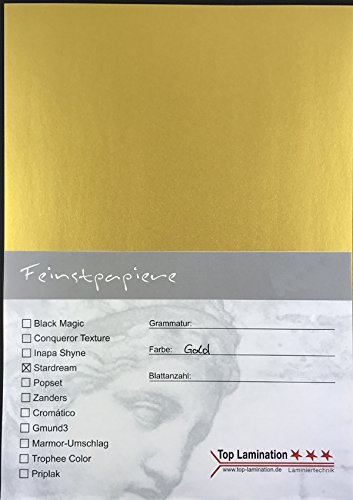 25 Blatt DIN A3 gold schimmerndes bedruckbares Papier 120g/m² beidseitig metallisch