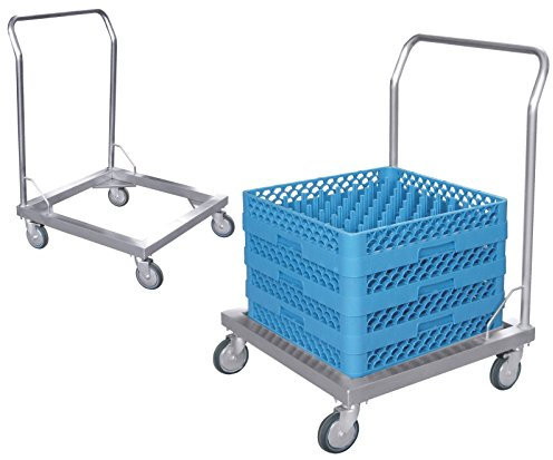 Transportwagen für Spülkörbe aus Edelstahl 18/10, mit vier Lenkrollen ohne Feststeller, passend für Norm-Spülkörbe 50 x 50 cm (Lieferung NICHT inkl. Spülkörbe) / 60 x 60 x 88 cm | ERK