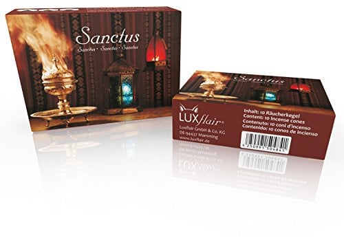 Luxflair Premium Räucherkegel/Räucherkerzen Sanctus. 20 Stück inklusive Unterlage/Kegelhalter
