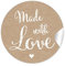 24 STICKER: Made with Love Universal Vintage Etiketten NATUR im Kraftpapier Style mit weißer Schrift im Stempel Look für Gastgeschenke, Tischdeko, für Selbstgemachtes u.v.m. / 4 cm, rund, matt