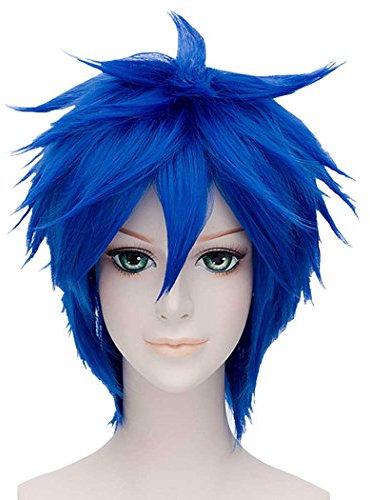 FALAMKA Blau Perücke Kurz Gerade Cosplay Anime Halloween für Unisex
