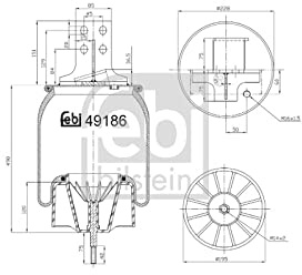 febi bilstein 49186 Luftfederbalg mit Stahlkolben und Kolbenstange , 1 Stück