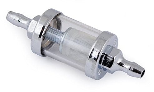 wellenshop Universal Benzinfilter Kraftstofffilter 6 mm Metall mit Schauglas Kraftstofffilter Boot Außenborder Motorrad Roller