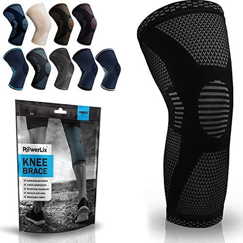 POWERLIX Athletics Kniebandage, Kompressionsbandage für Laufen, Joggen, Sport, Basketball, Gelenkschmerzen, Arthritis und Verletzungen, verbesserte Durchblutung