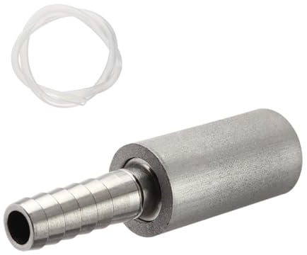 FERRODAY 0.5 Micron Diffusion Stone Stainless Steel Aeration Stone Carbonating Stone with 1/4 Barb for Homebrew Wine Beer Soda Air Stone 0.5 Micron + 20 Inch Silicone Hose