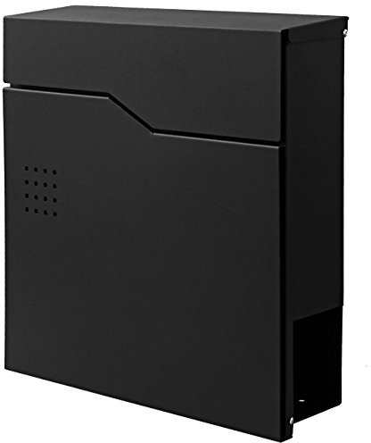 Briefkasten HWC-B30, Wandbriefkasten Postkasten Zeitungsfach, pulverbeschichtet - schwarz