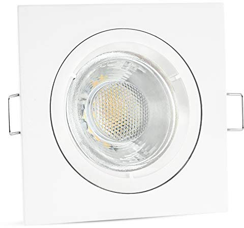 linovum Einbaustrahler GU10 weiss eckig starr inkl. 5W LED GU10 warmweiss - Leuchtmittel wechselbar - Deckenspot Einbau 230V
