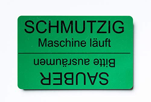 Schild für Spülmaschine 8,6 cm x 5,4 cm Sauber Bitte ausräumen Schmutzig Maschine läuft Magnetschild Küche Haus Wohnung Büro Firma Praxis Zubehör (grün)