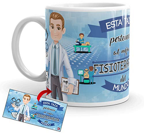 Kembilove Taza de Café del Mejor Fisioterapeuta del Mundo – Taza de Desayuno para la Oficina – Taza de Café y Té para Profesionales – Taza de Cerámica Impresa – Tazas de Jefe de 350 ml