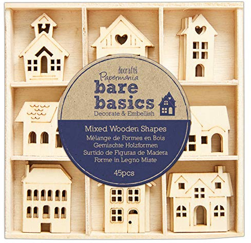 Bare Basics - Houses Wooden Shapes - 45 Pieces