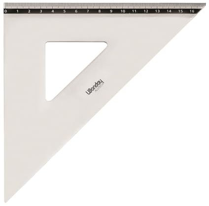 WONDAY - Alutech Winkel 45 Grad aus Aluminium Hypotenuse 25 cm, abgeschrägte weiße Skala in mm