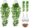 2 Satz blumenampel außen + Künstliche Hängepflanze +Dekorative Blumenampeln für Innen- und Außenbereich, Hanging Basket,Blumen-Ampel, Kokos Liner 8 Zoll