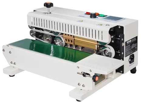 VEVOR Kontinuierliche Versiegelungsmaschine, 6-12 mm Siegelbreite, Horizontale Siegelmaschine mit Temperaturregelung, Beutelsiegelgerät aus Karbonstahl für 0,02-0,8 mm starke Plastikbeutelfolien