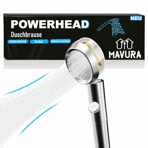POWERHEAD Der Original Power Duschkopf Duschbrause Handbrause, wassersparend Shower Dusch Brause