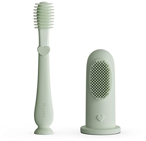 Moonkie Baby Fingerzahnbürste Zunge Oral Cleaner Kit für 3 Monate +, 2 Pcs (Mint)