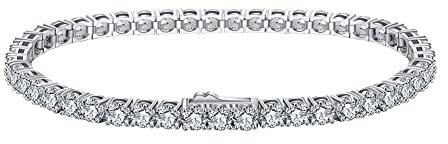 OZEO Armbänder Damen,S925 Sterling Silber Tennis Armband 2Mm Micro-Set Zirkon Diamant X-Link Armbänder Exquisites Freundschaftsarmband Licht Luxus Schmuck Für Damen Männer Geschenk, 16,5 cm
