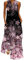 Ocean Plus Femmes Jupe Longue sans Manches Col V Robe Florale Imprimée Maxi Robe sans Manches avec Col en V (L, Fleurs de Cerisier Roses)