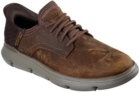 Skechers Men's Slip-ins Garza-Gervin Casual Slip-on Shoes Sneaker, Dark Brown Leather, 7.5 UK