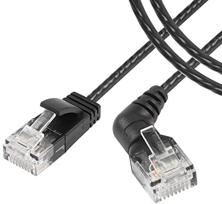 SinLoon 360° Rotation CAT6A Ethernet Cable,Straight to Right Angle High Speed 10Gbps 500Mhz Network Cord, UTP Shielded Twisted Pair for PC,Router,Modem(1M/3.3FT)